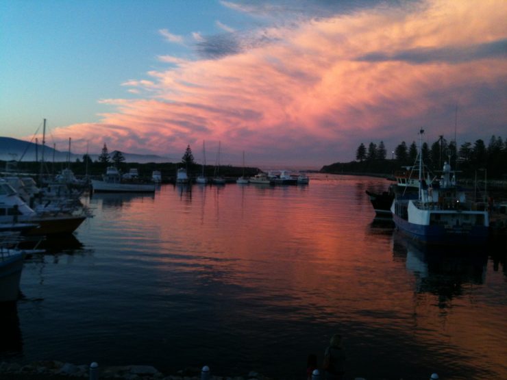 sunset at fishermen's wharf bermagui
